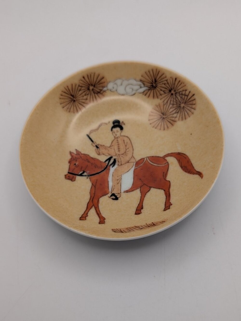 RDE Imports Beige Horse Rider Ceramic Saucer